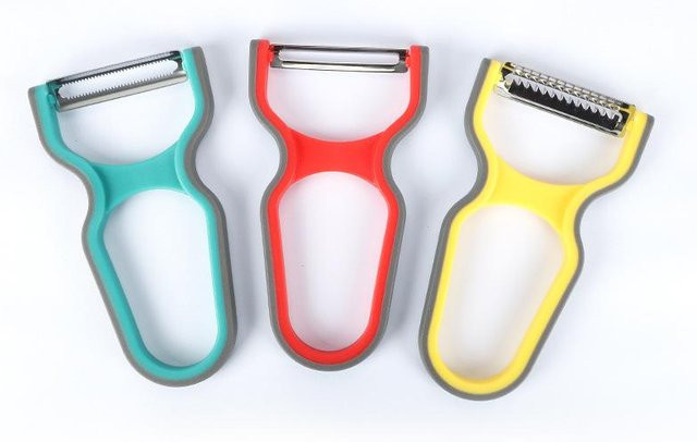 SEEQS Multifunktions-Kartoffelschäler und Gemüse-Chopper Set aus Edelstahl und Kunststoff in Weiß oder Multicolour - Bild 1