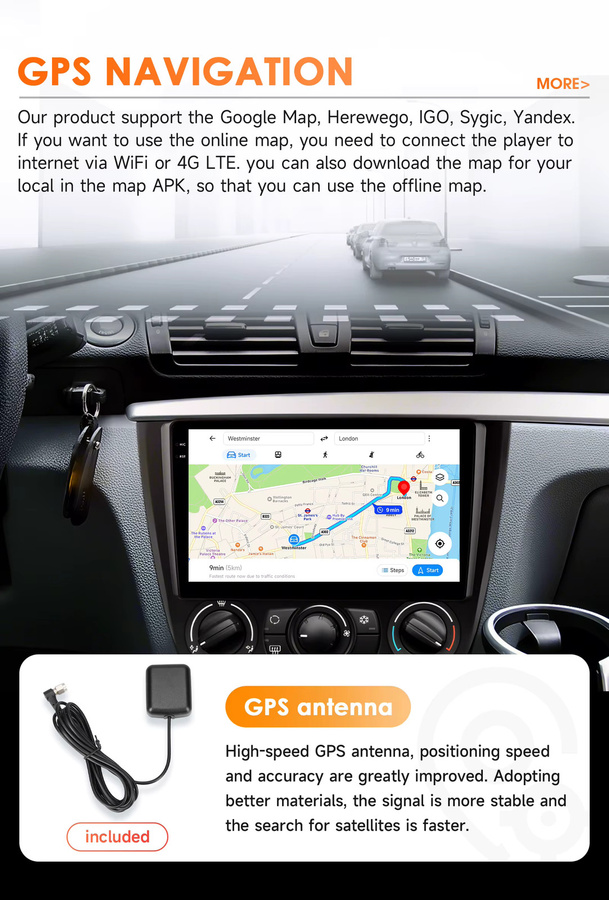 OSSURET Multimedia Autoradio mit Wireless CarPlay, 4G, WiFi, GPS und DSP für BMW 1 E87 E81 E82 E88 (2004-2011), Schwarz - Bild 2