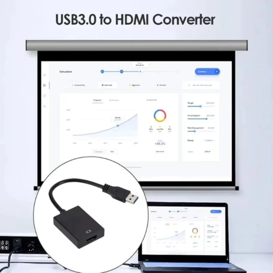 YIGETOHDE USB 3.0 zu HDMI Adapter in Schwarz für HD 1080P Audio und Video Konverter für Desktop PC und Laptop - Bild 3