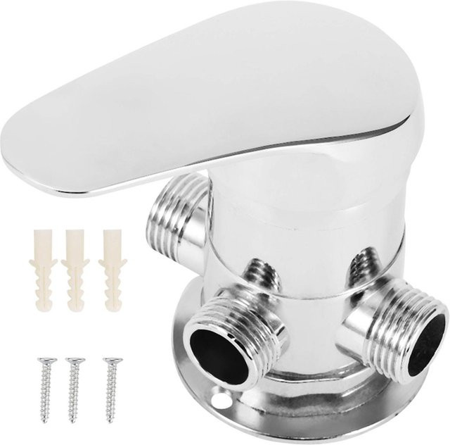 TOMTOP JMS 3-Wege-Badezimmer-Winkelventil für Duschkopf und Duschenumschaltventil, G1/2 Zoll, Weiß/Silber - Bild 1