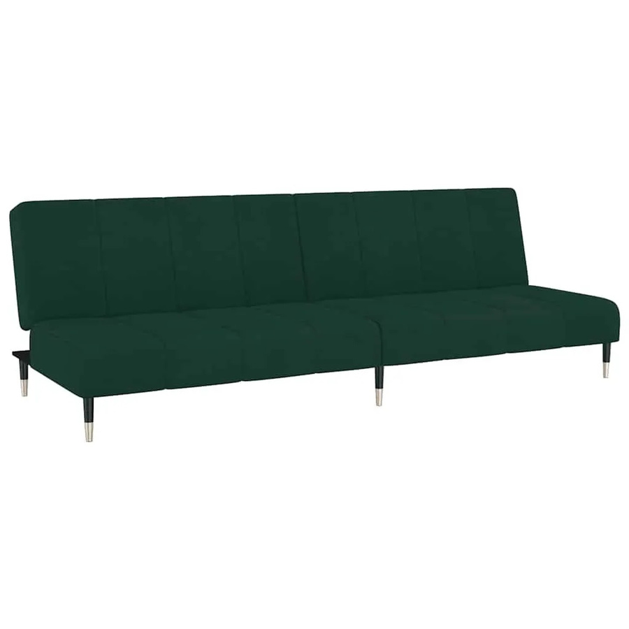 vidaXL Schlafsofa 2-Sitzer Click-Clack in Dunkelgrün aus Samt mit Schaumstofffüllung für Wohnzimmer und Home Office - Bild 2