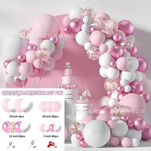 Yiran Furniture Ballon Set in Pink für Hochzeits- und Partydekorationen als runder Ballonkranz - Bild 1