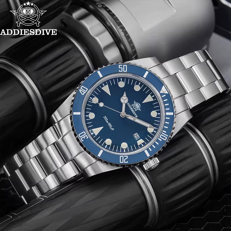 ADDIESDIVE Taucheruhr, Quarz, Edelstahl, Blau, Keramiklünette, Herren - Bild 3