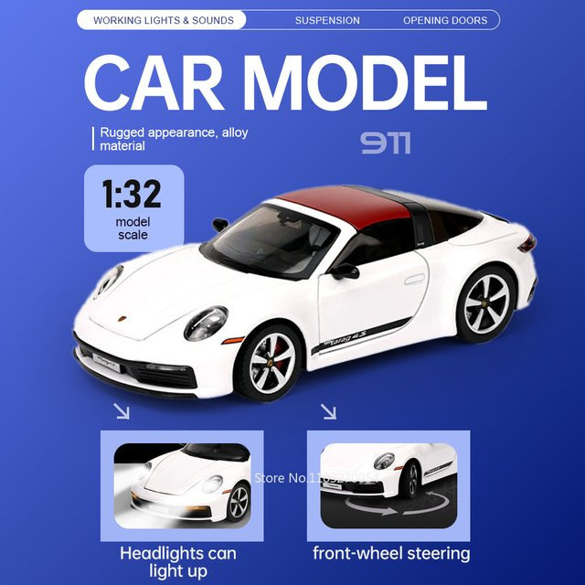 MAKEDA 911 Targa Supra GT4, Miniaturmodell, 1:32 Maßstab, mit Licht und Sound - Bild 1