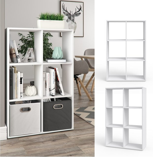 Vicco Raumteiler Bücherregal mit 6 Fächern in Weiß - Bild 1
