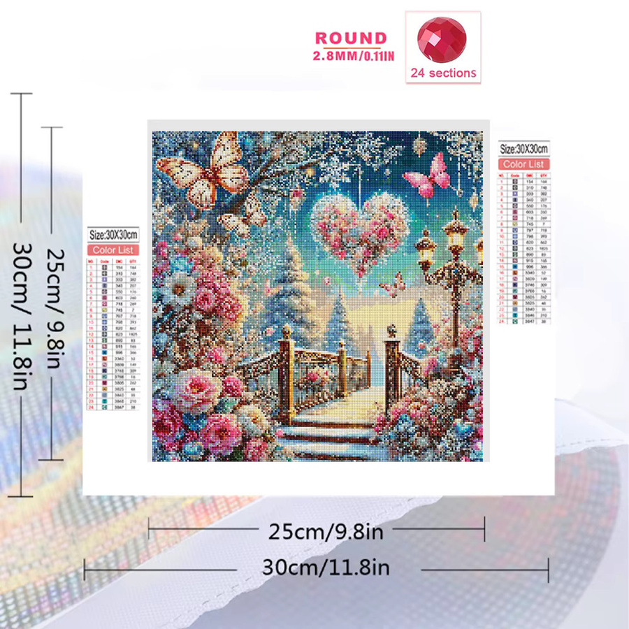 EverShine Diamant Mosaik Bild mit Blumen und Schmetterling in Multicolour als Tischdeko mit runden Steinen - Bild 2