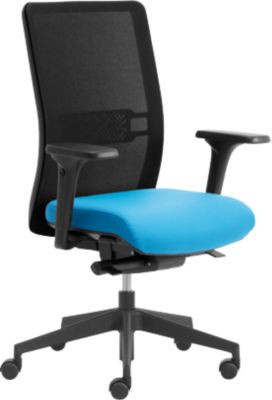 Ergonomischer Bürostuhl Leyform WIKI in Blau und Schwarz mit Armlehnen, Netz-Rücken und Höhenverstellung für Home-Office und Büro, B/T/H: 49,0 x 47,0 x 119,0 cm - Bild 1