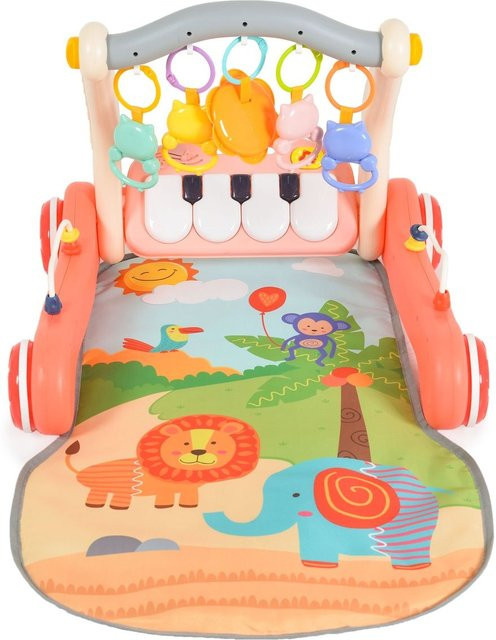 Moni Lauflernwagen 2 in 1 Piano Krabbeldecke mit Spielbogen Activitycenter rosa - Bild 1