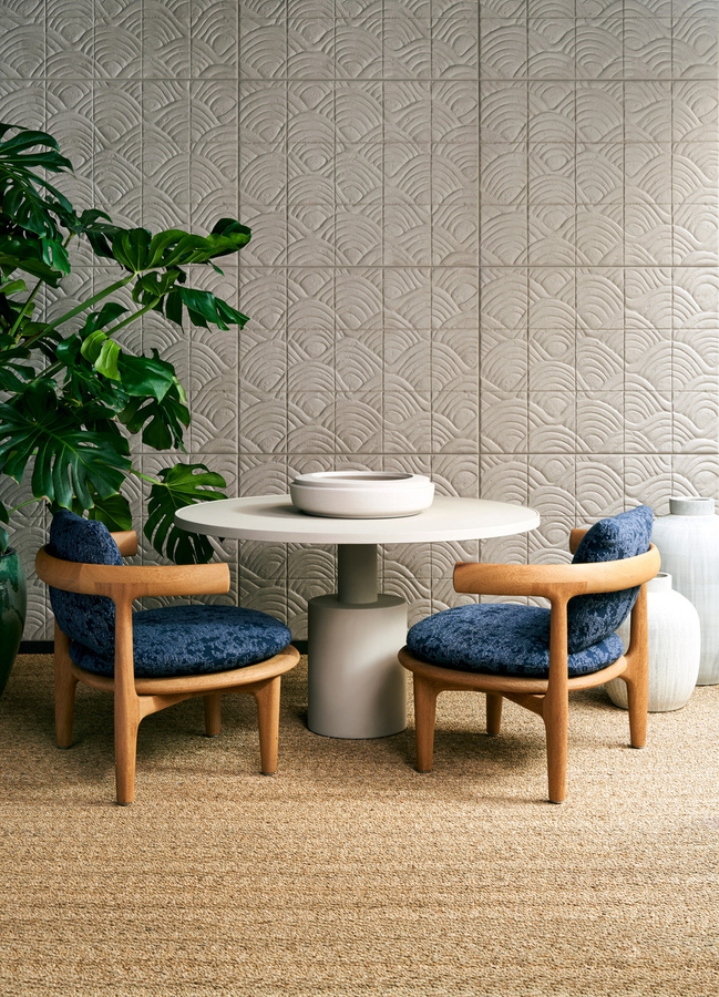 Arte International Tapete Gargoyle in Terracotta mit geometrischem Abstract-Design und Textiloptik in Beige - Bild 1