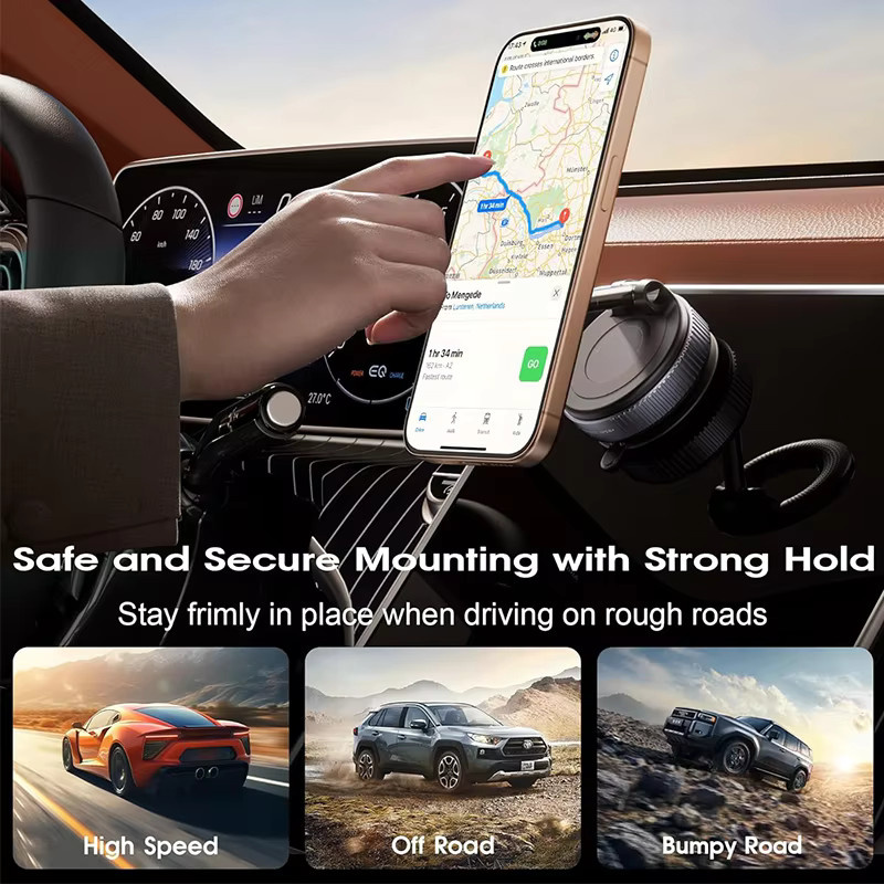 HAPPORIA Magnetischer Autotelefon-Halter mit mechanischem Vakuum-Saugnapf und 360 Grad Drehung in Schwarz - Bild 3