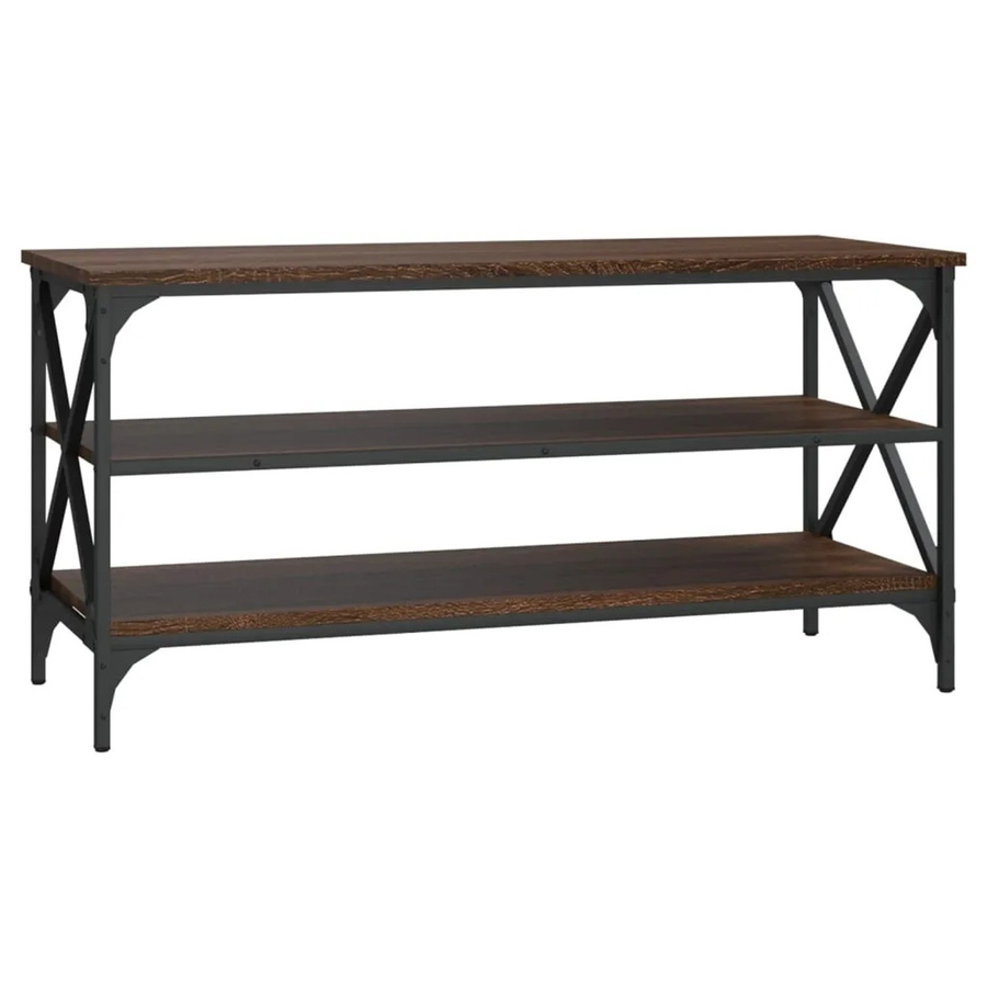 vidaXL TV-Schrank in Braun mit Eichen-Optik im Industrie-Stil aus Holzwerkstoff und Eisen, B/T/H: 100 x 40 x 50 cm - Bild 2