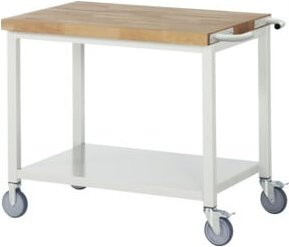Fahrbare Werkbank Rau mit Querstrebe und Stahlblech-Ablageboden, Farbe: Grau, B/T/H: 100 x 70 x 88-108 cm - Bild 1
