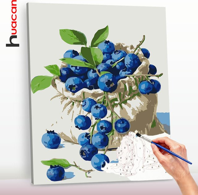 Huacan Malen-nach-Zahlen-Set, Blaubeeren-Motiv, Obst-Malset, Leinwand - Bild 1