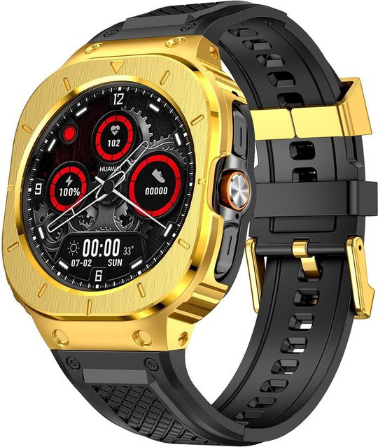Uhrenarmband Samsung Galaxy Watch Ultra 47mm, Edelstahl, Silikon, Gold, Unisex - Bild 1