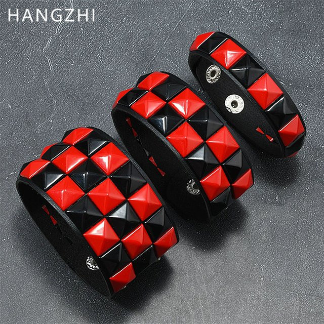 HANGZHI Armband, PU-Leder, Bunt, Nieten, Unisex - Bild 1