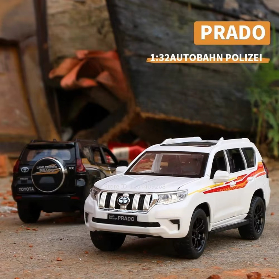 MAKEDA Land Cruiser Prado Polizeiauto, Modell, Maßstab 1:32, Metall - Bild 3