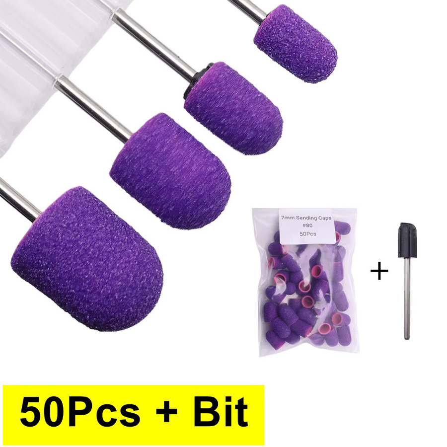 Easy Nail Nagel Bohrer Schleifkappen mit Gummibändern, 50 Stück, Unisex - Bild 2