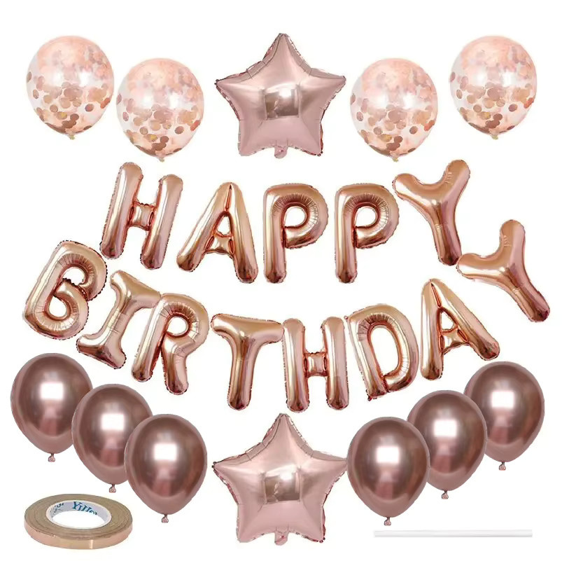 26-teiliges Set mit Folien-Alphabet-Geburtstagsballons in Silber und Roségold für deine Party-Dekoration - Bild 2