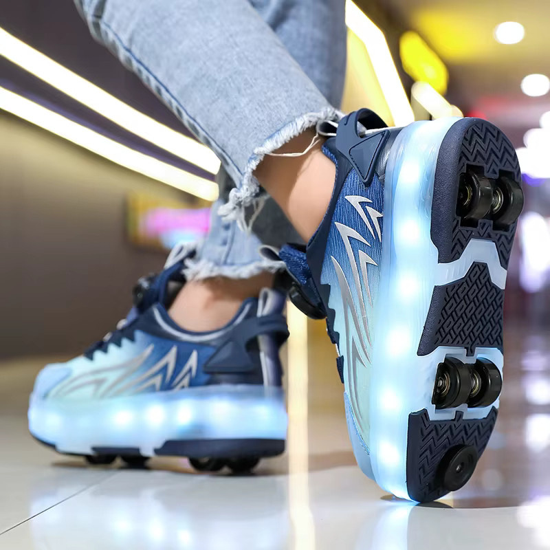 GENKCOAT Kinder-Rollschuhe, mit Bremse, LED-Leuchträder, USB-Aufladung - Bild 2