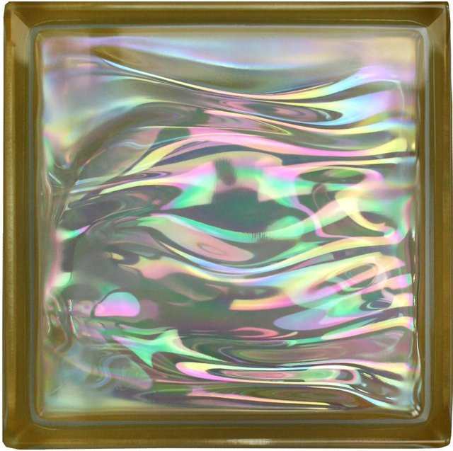 BM Glasstein Aqua Perlmutt Gold in Multicolor, glänzend, B/T/H: 19 x 19 x 8 cm - Bild 1