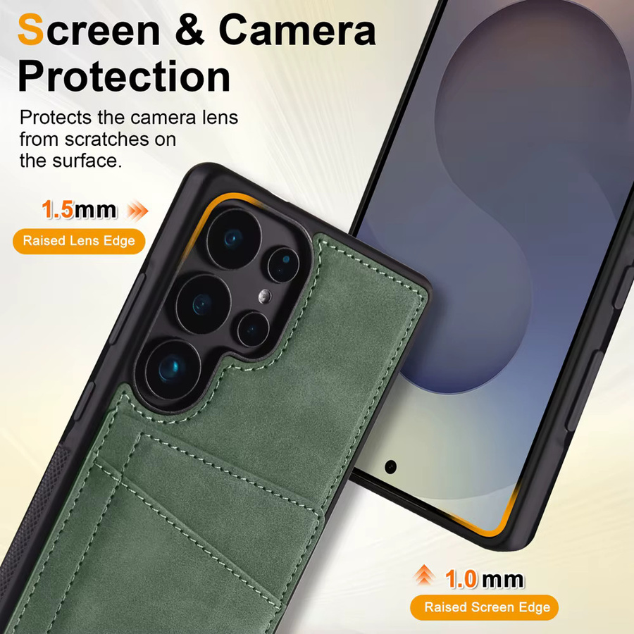 Business Lederhülle mit Magnetkartenhalter und Standfunktion für Samsung Galaxy S26 Ultra S25 Edge S24 S23 FE S26 Plus in Blau - Bild 3