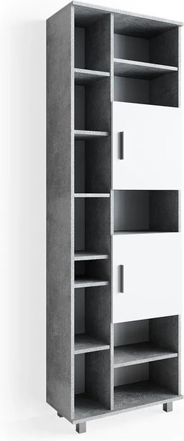 Vicco Badschrank Ilias Hochschrank in Weiß und Grau, B/T/H: 60 x 30 x 190 cm - Bild 1
