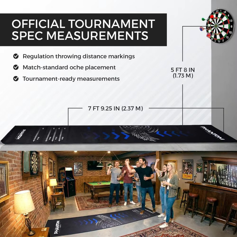 VIKAMA Black Phantom Dartmatte in Schwarz mit offiziellen Distanzmarkierungen und rutschfestem Teppich für dein Spielzimmer - Bild 5