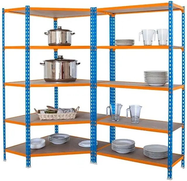PROREGAL Set aus Eckregal und Schwerlastregal Muli, Blau-Orange, H x B x T: 180 x 180 x 40 cm, Fachlast 200 kg - Bild 1
