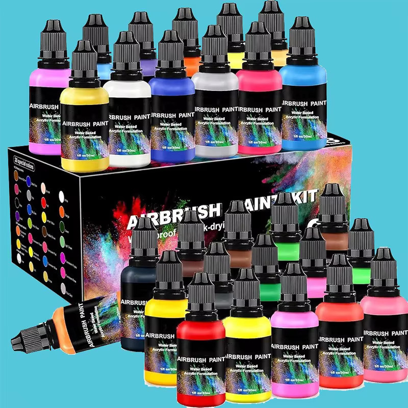 Multifunktionales Acryl-Spritzpistolen-Farbset mit 28 Farben à 30 ml für DIY-Projekte und Sprühmalerei auf Stoff und Resin, Mehrfarbig - Bild 2