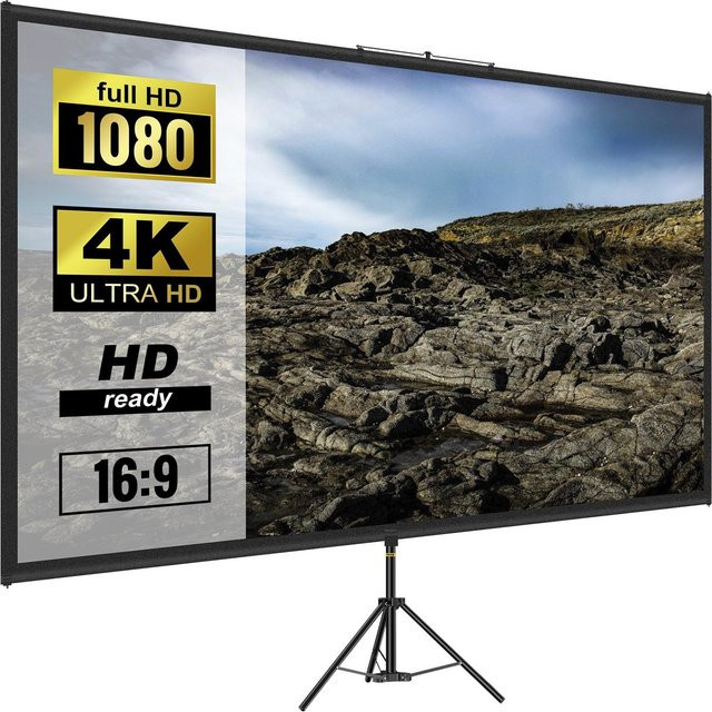 Buying Solutions MB Stativ-Projektionsleinwand mit Ständer, 70 Zoll, 16:9, 4K HD, weiß, höhenverstellbar und tragbar - Bild 1