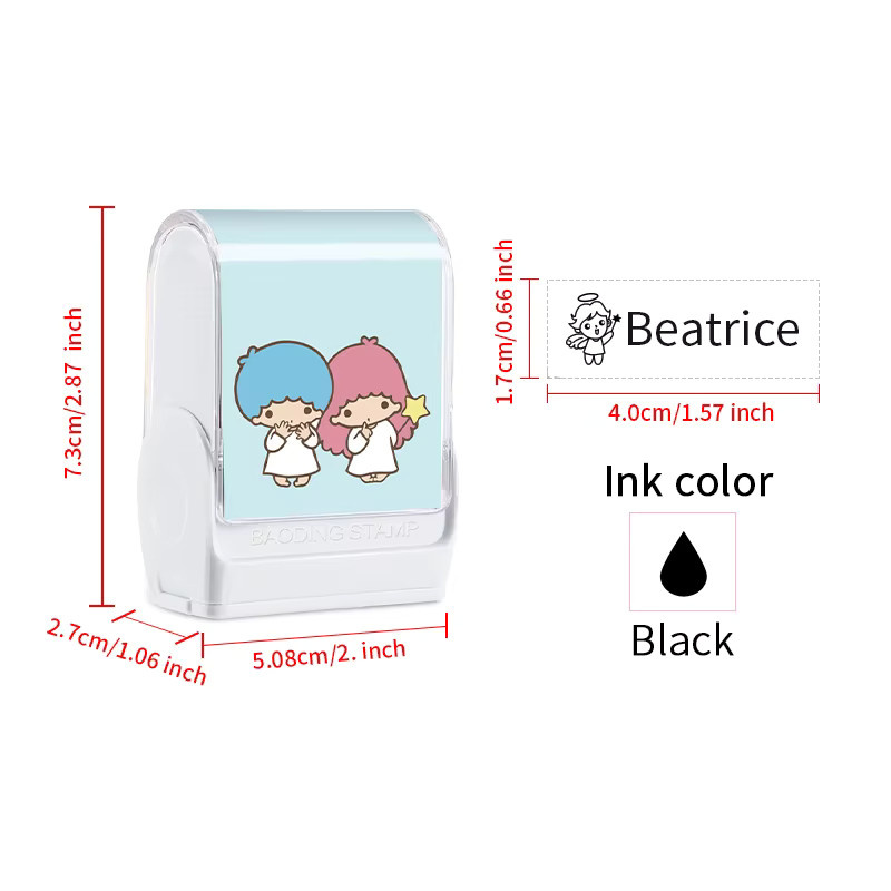 Little Twin Stars individueller Namensstempel mit waschbaren und wischfesten Etiketten für Schulbedarf in Multicolour - Bild 2