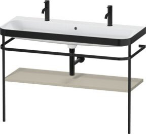 Duravit Möbelwaschtisch-Kombi Happy D.2 Plus in Tau s-matt mit 1 Waschbecken und Holzfachboden, Farbe: Weiß, B: 117,5 cm, T: 49 cm - Bild 1
