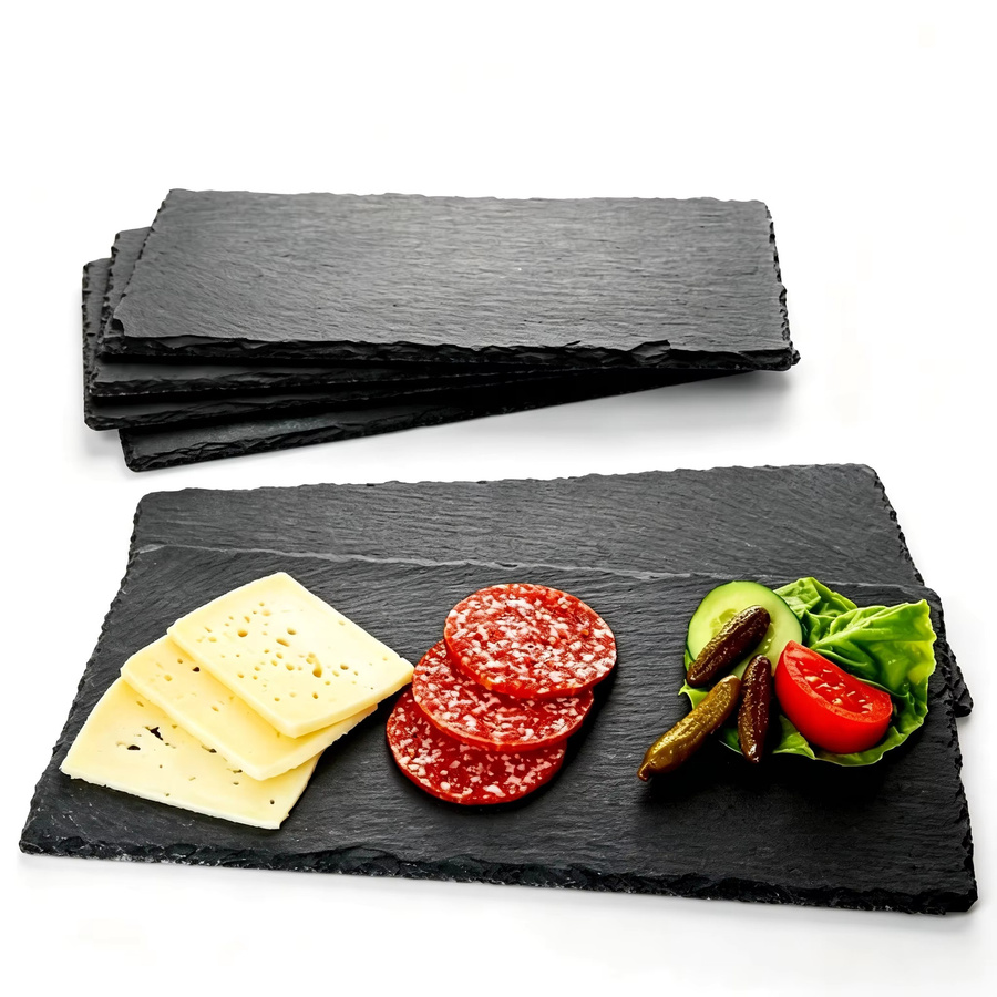 Dofiki 6er Set Naturschiefer Servierplatten in Schwarz, B: 25,0 cm, T: 15,0 cm - Bild 2