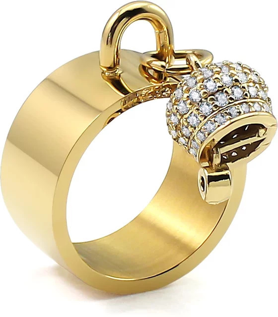 KUYHA Schmuck-Set, Edelstahlring und Anhänger, Zirkonia, Damen, Gold - Bild 1
