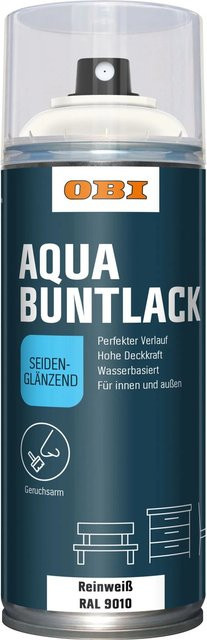 OBI Buntlack Spray RAL 9010 Reinweiß seidenglänzend wasserbasiert 400 ml - Bild 1