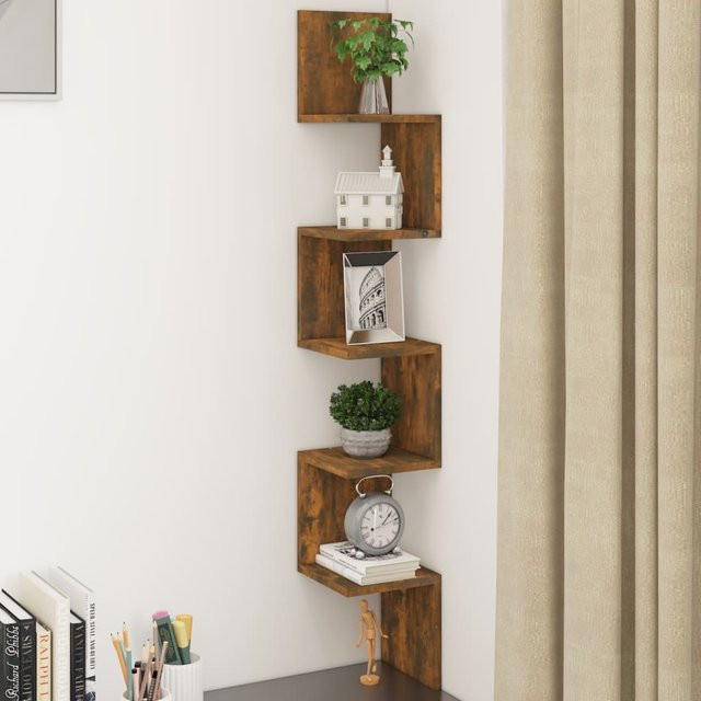 vidaXL Wand-Eckregal aus Holzwerkstoff in Räuchereiche, B/T/H: 20 x 20 x 127,5 cm - Bild 3