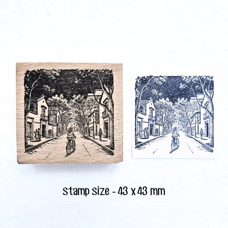 Holzstempel Set für Scrapbooking und Reisetagebuch mit China Reise Motiven wie Shanghai Peking und Chongqing in Braun - Bild 2