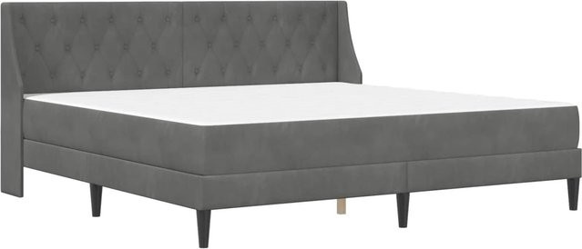 vidaXL Bettgestell mit Matratze 2-teilig in Dunkelgrau aus Samt, B/T/H: 202 x 200 x 96 cm - Bild 1