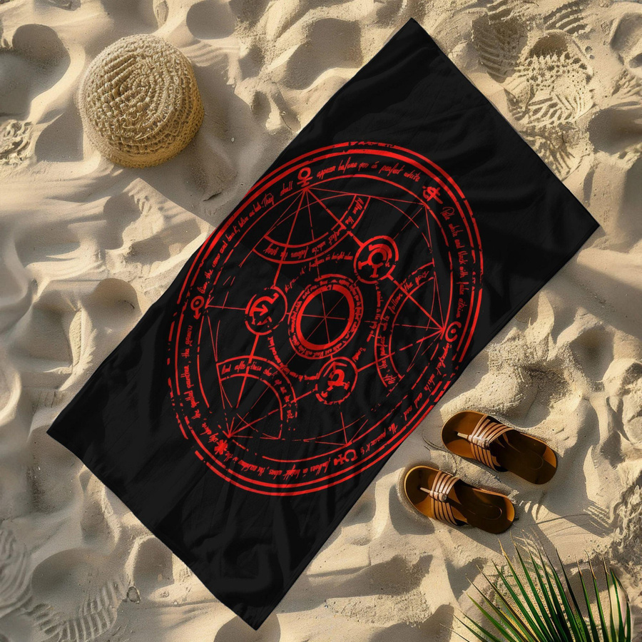 Strandtuch Ka Chen Muda Alchemie Kreis Druck aus Polyester, schnelltrocknend und leicht, weiß/mehrfarbig, B: 40 cm, H: 60 cm - Bild 4