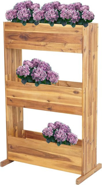 MCW Pflanzkastenregal Hochbeet aus Akazienholz in Braun, 3 Reihen, B/T/H: 115 x 40 x 71 cm - Bild 1