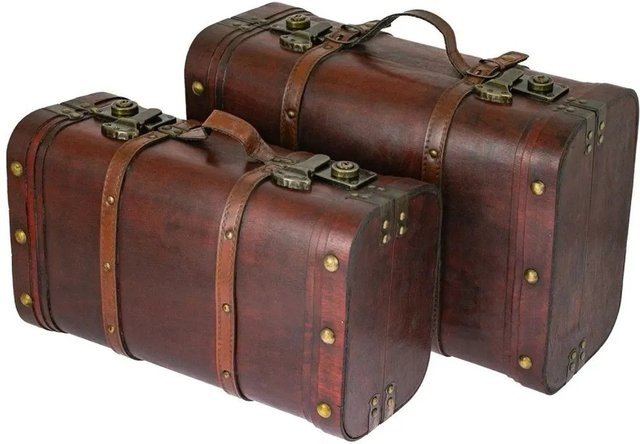HMF Schatztruhen Set 2er Pack Vintage Holzkiste in Braun - Bild 1