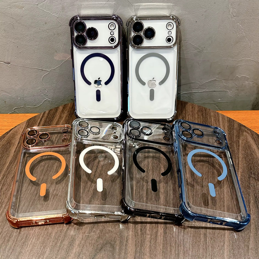 Stoßfeste magnetische MagSafe Schutzhülle für Apple iPhone 17 16 15 14 13 12 Pro Max in Transparent und Blau - Bild 3
