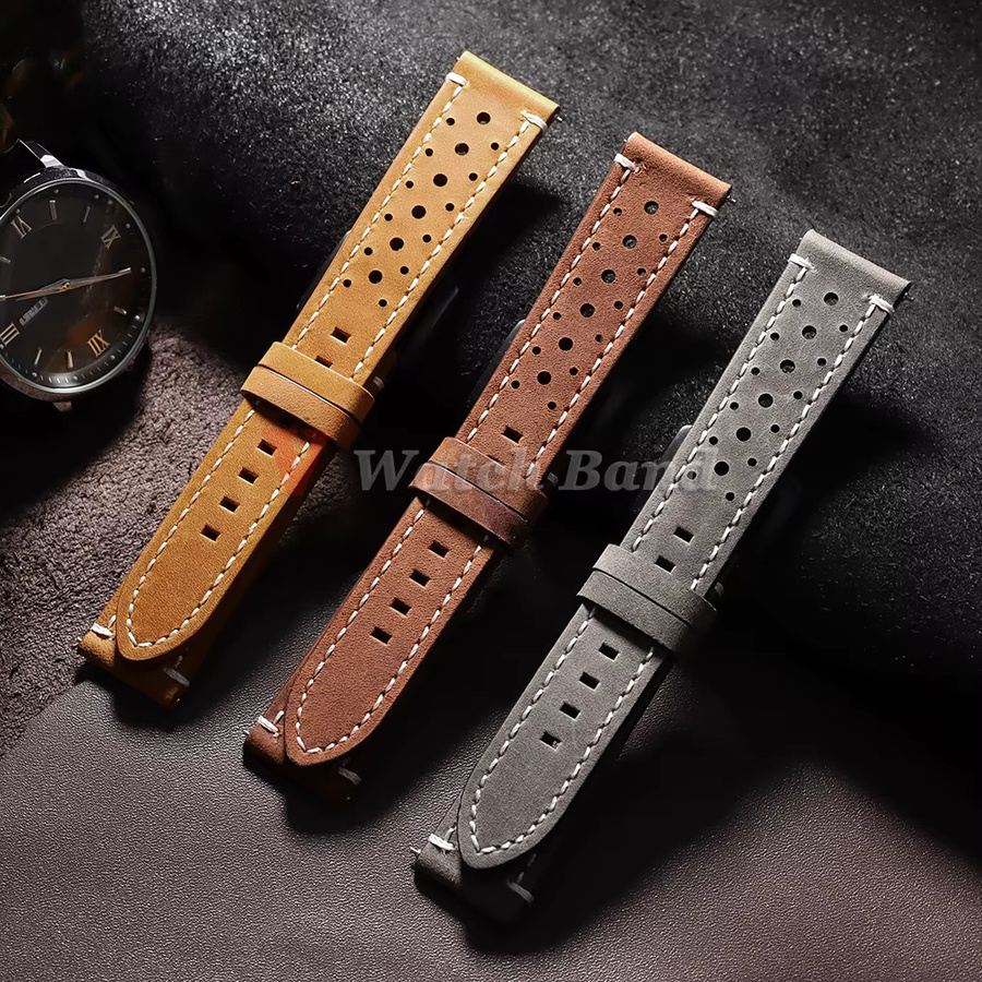 Uhrenarmband Leder, Vintage, grau, schwarz, braun - Bild 2