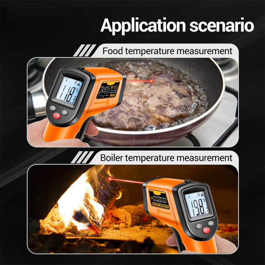 ANENG TH201 Digitales Infrarot-Thermometer mit Laser und Hintergrundbeleuchtung in Schwarz - Bild 5