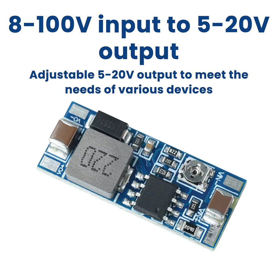 DC-DC-Abwärtswandlermodul in Blau, 2 A, 8–100 V Eingang auf 5–20 V Ausgang, einstellbares Netzteil mit 95 % Effizienz - Bild 2