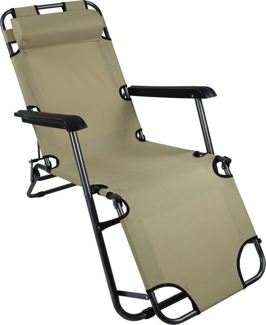 VCM Relaxliege Maltosa in Creme mit Textilene-Bezug und Stahlgestell, B/T/H: 190 x 60 x 27 cm - Bild 1
