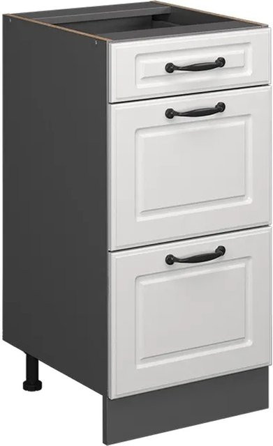 Vicco Küchenunterschrank R-Line Landhaus Weiß Anthrazit mit Schubladen Breite: 40 cm - Bild 1