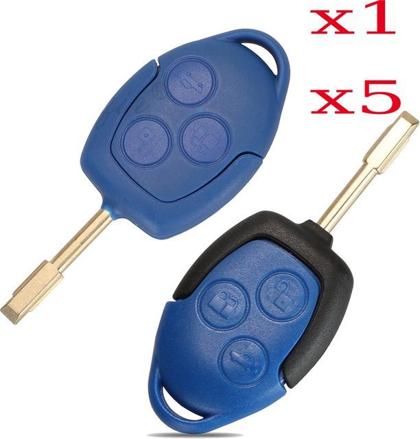 Jingyuqin Ersatz 3-Tasten-Funkschlüsselgehäuse Set für Ford Transit Connect in Blau - Bild 1