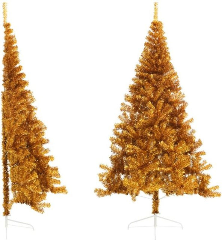 Vidaxl Künstlicher Halb-Weihnachtsbaum in Gold mit Ständer, Höhe: 240 cm - Bild 1