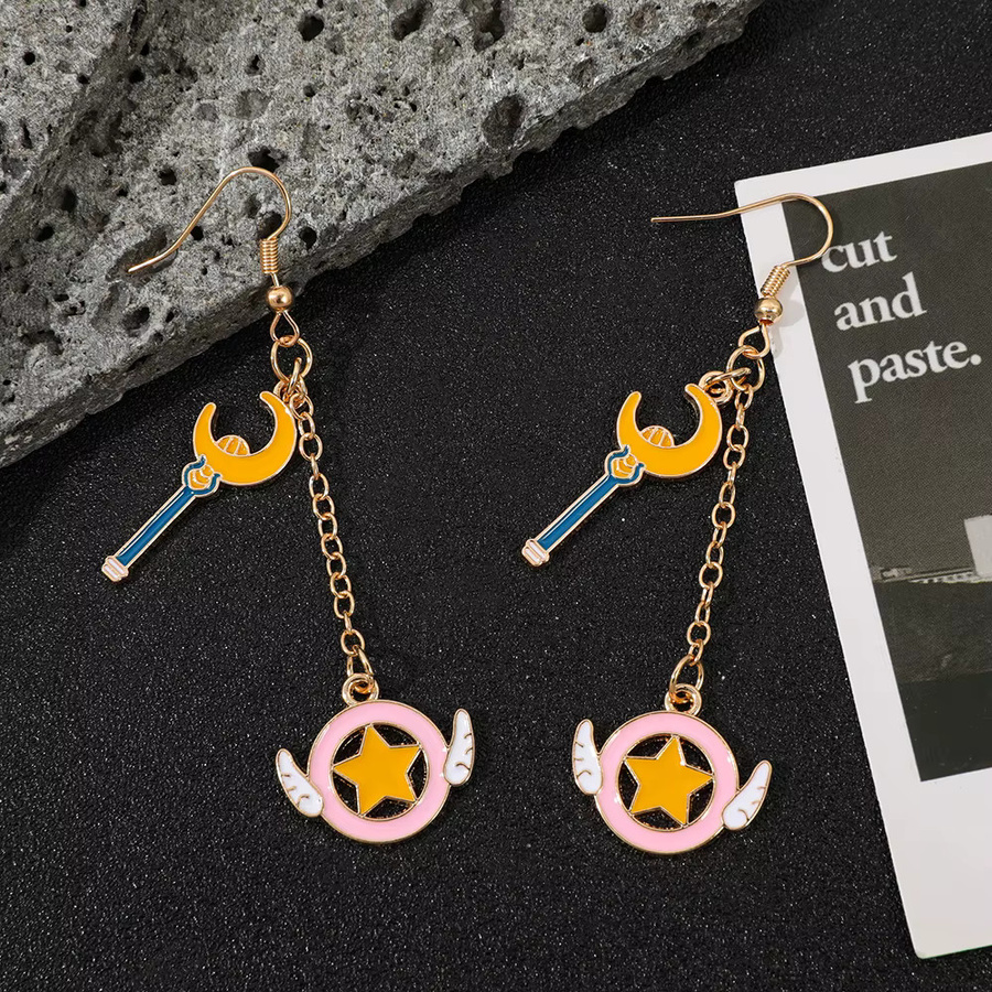 Bandai Ohrringe, herzförmige Flügelanhänger, Gold - Bild 2